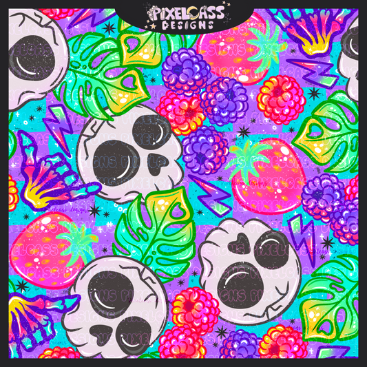 Neon Berry Skulls