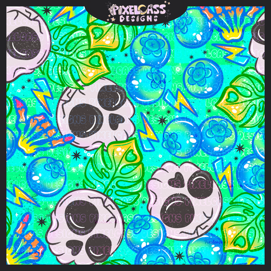 Neon Blueberry Skulls