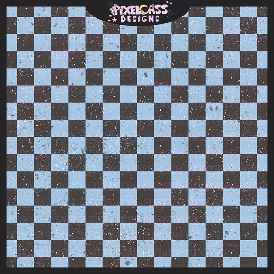 Distressed Blue & Black Checks