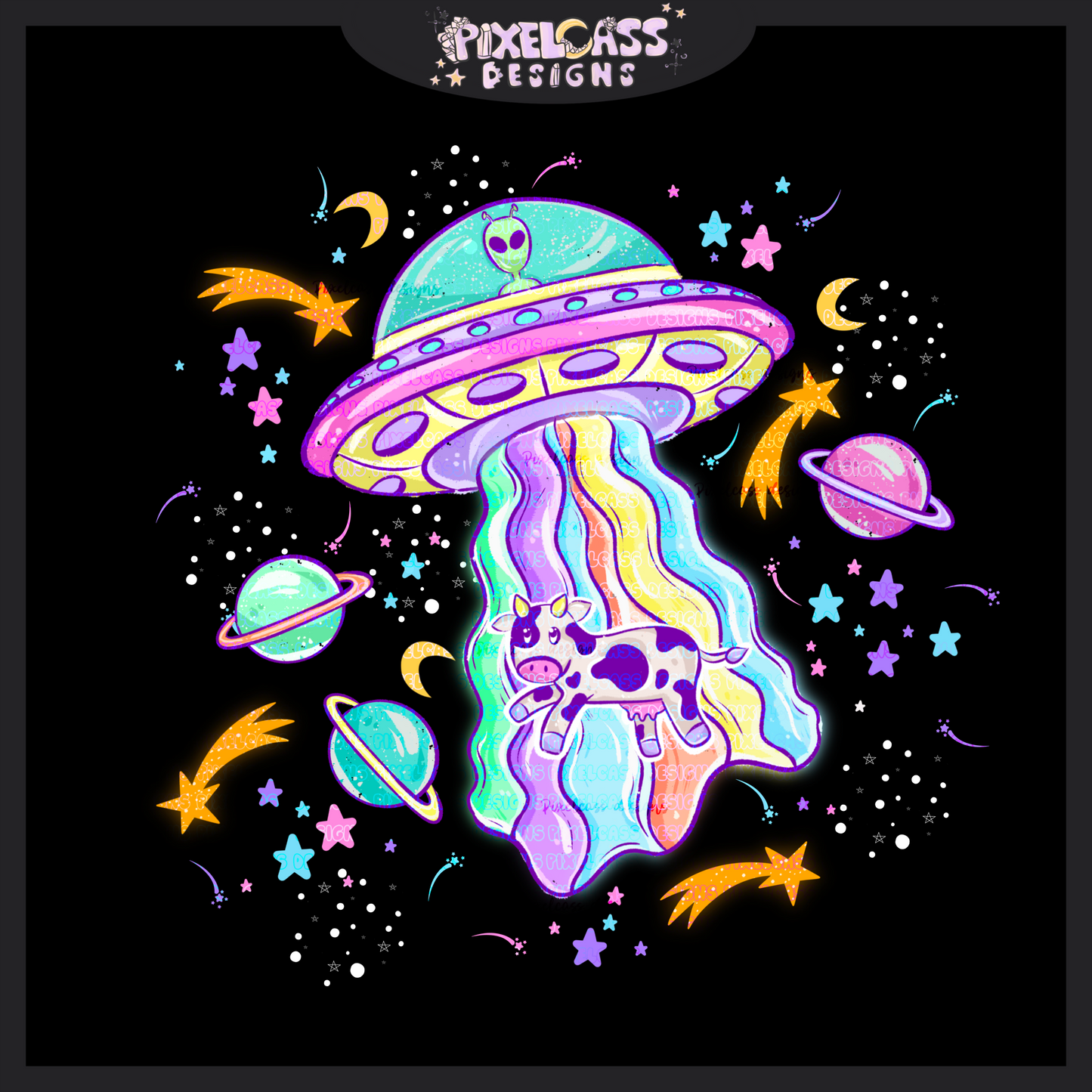 Cow Abduction PNG SUBLIMATION