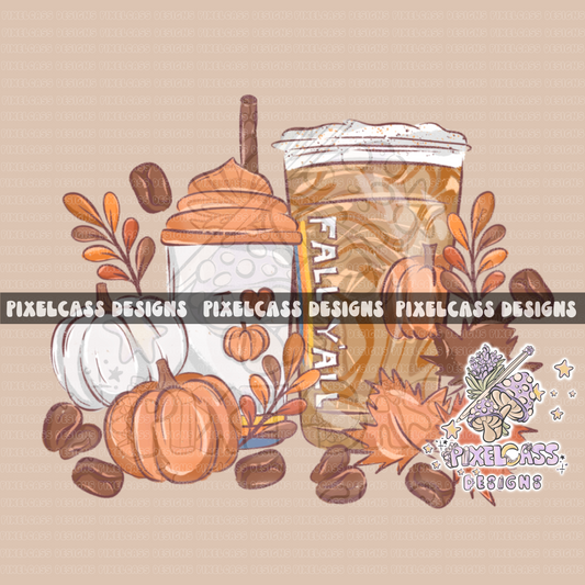 Fall Y'all Coffee PNG SUBLIMATION