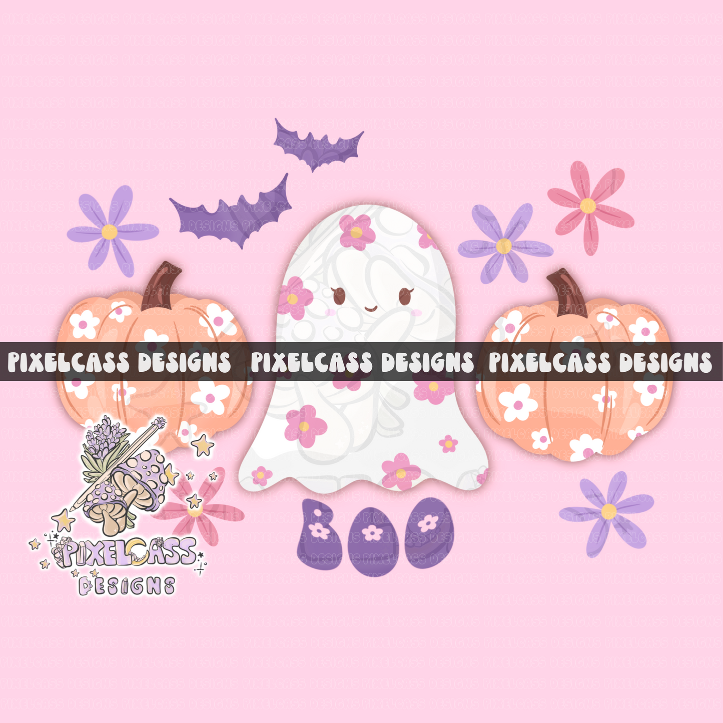 Floral Boo PNG SUBLIMATION