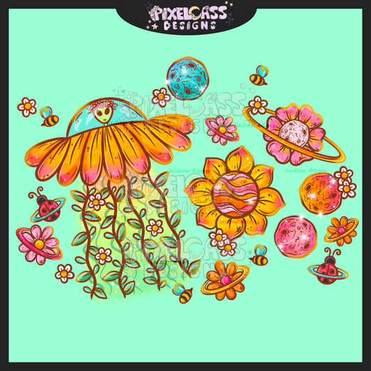 Flower UFOs PNG SUBLIMATION