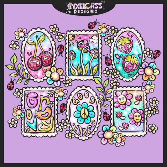 Groovy Stamps PNG SUBLIMATION