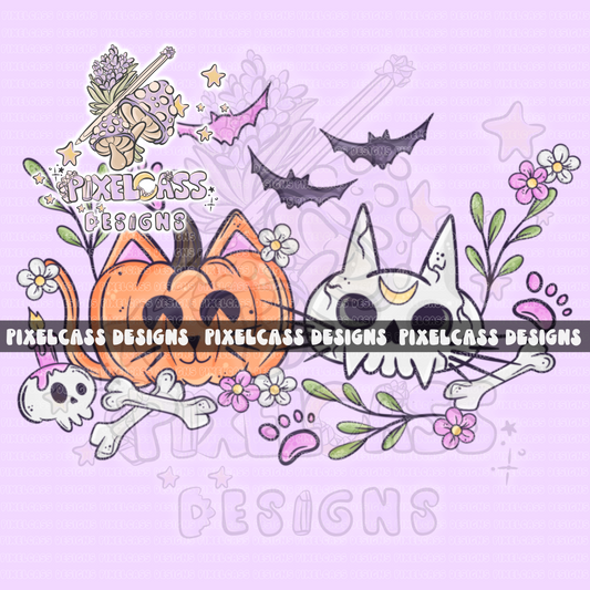 Kitty Skulls PNG SUBLIMATION