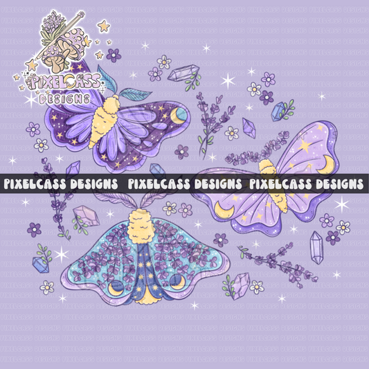 Lavender Moths PNG SUBLIMATION