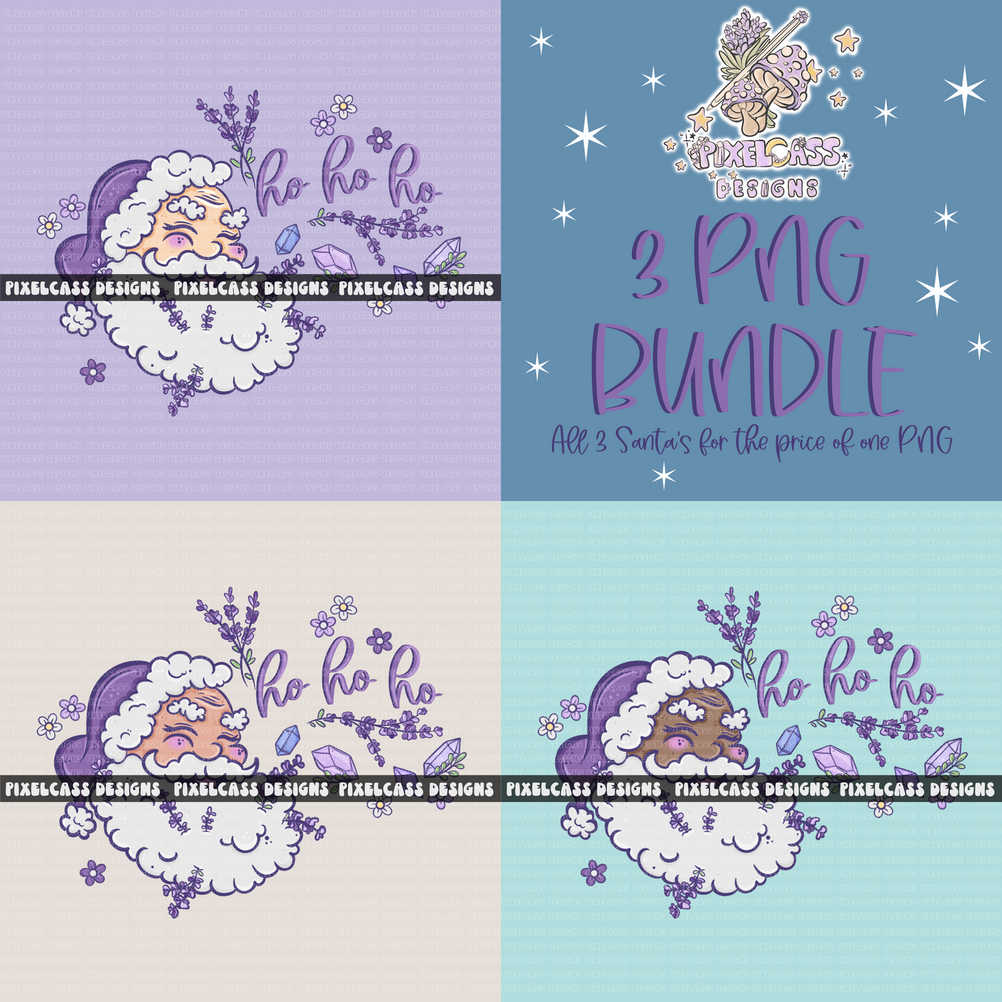 Lavender Santa PNG SUBLIMATION