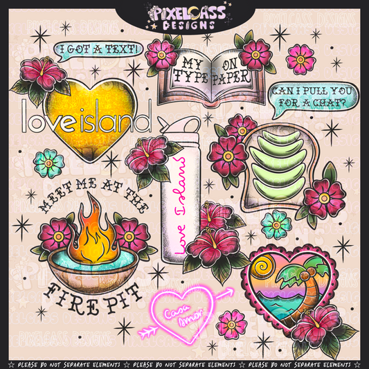 Love Island Tattoo Flash PNG SUBLIMATION