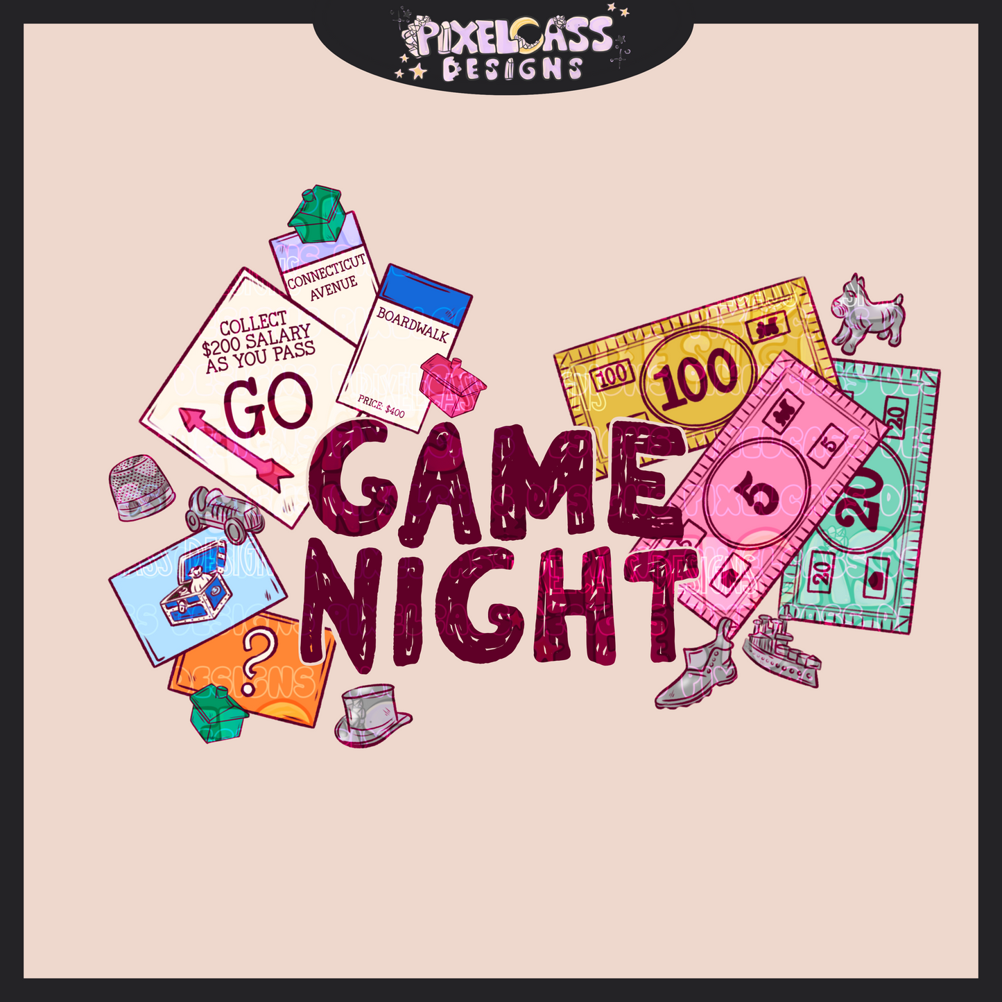 Monopoly Game Night PNG SUBLIMATION