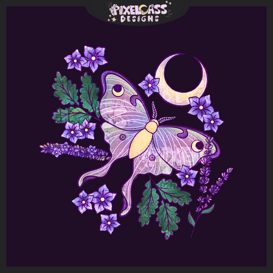 Moonlit Lavender Moths PNG SUBLIMATION