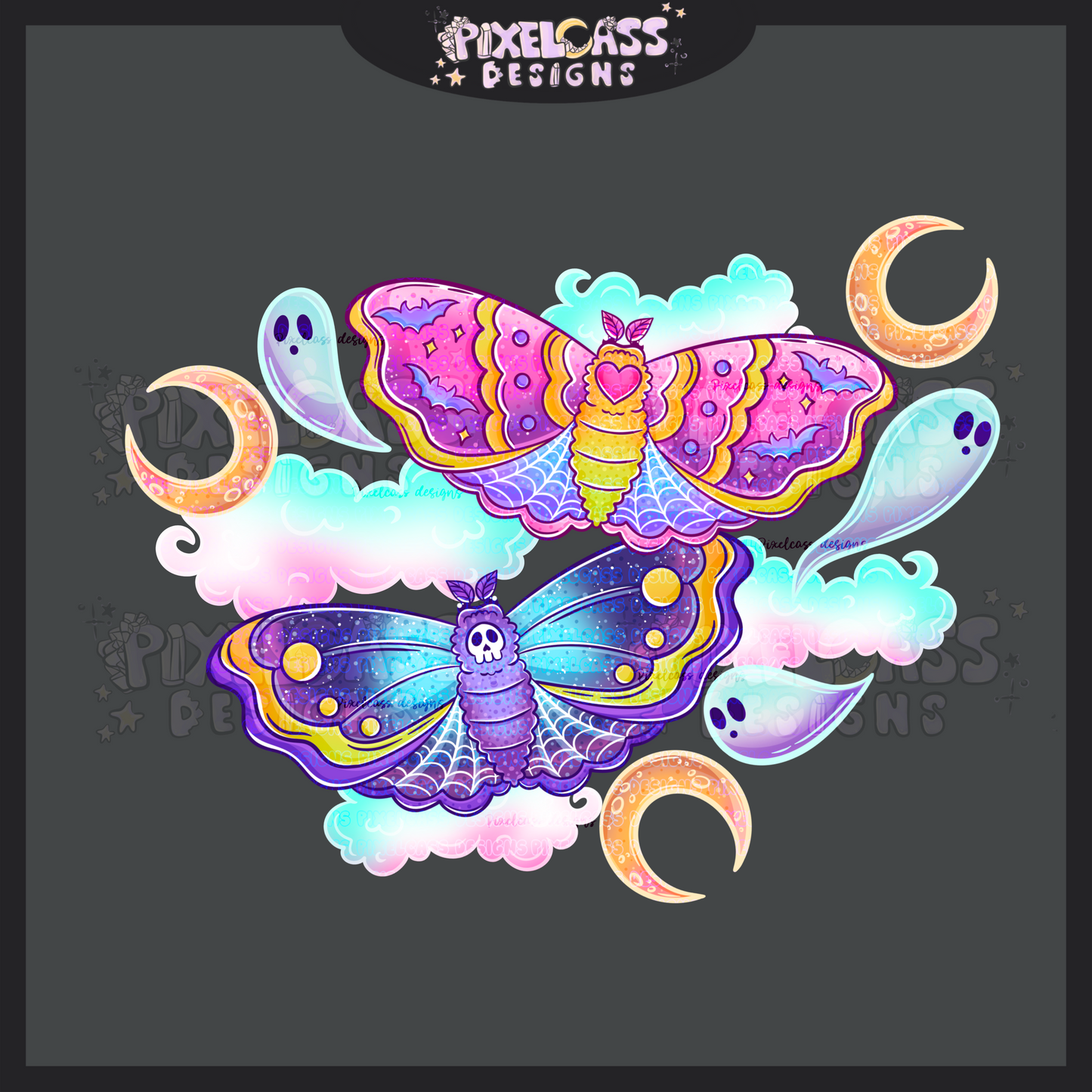 Moonlit Moths PNG SUBLIMATION