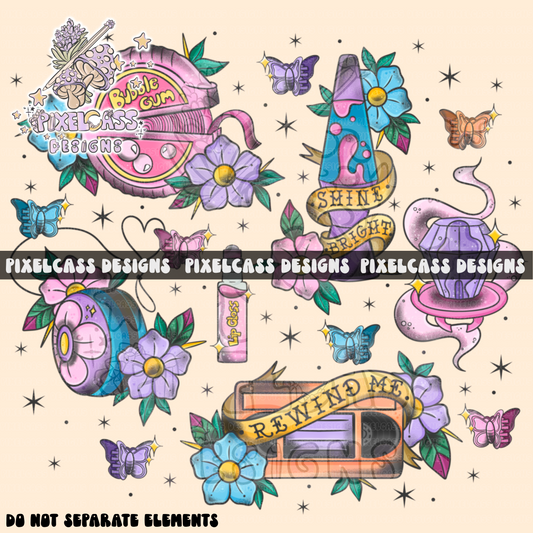 Nostalgic Tattoo Flash PNG SUBLIMATION