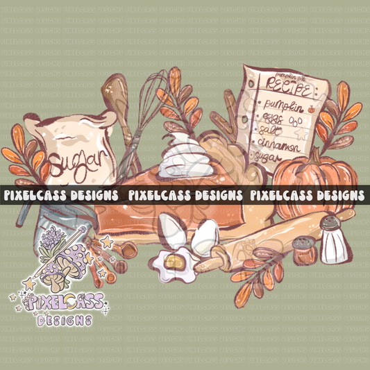 Pumpkin Pie Recipe PNG SUBLIMATION