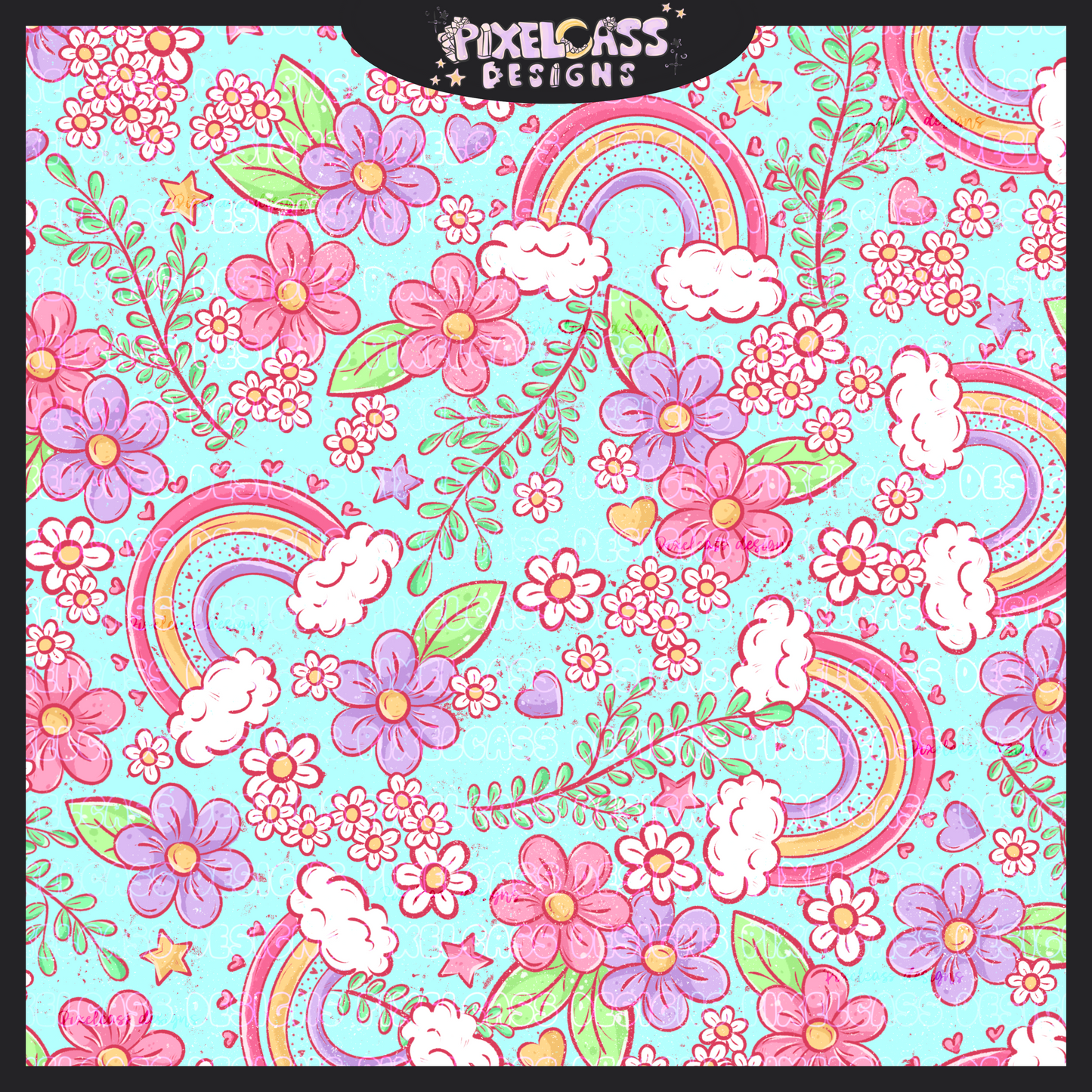 Sketchy Floral Rainbows