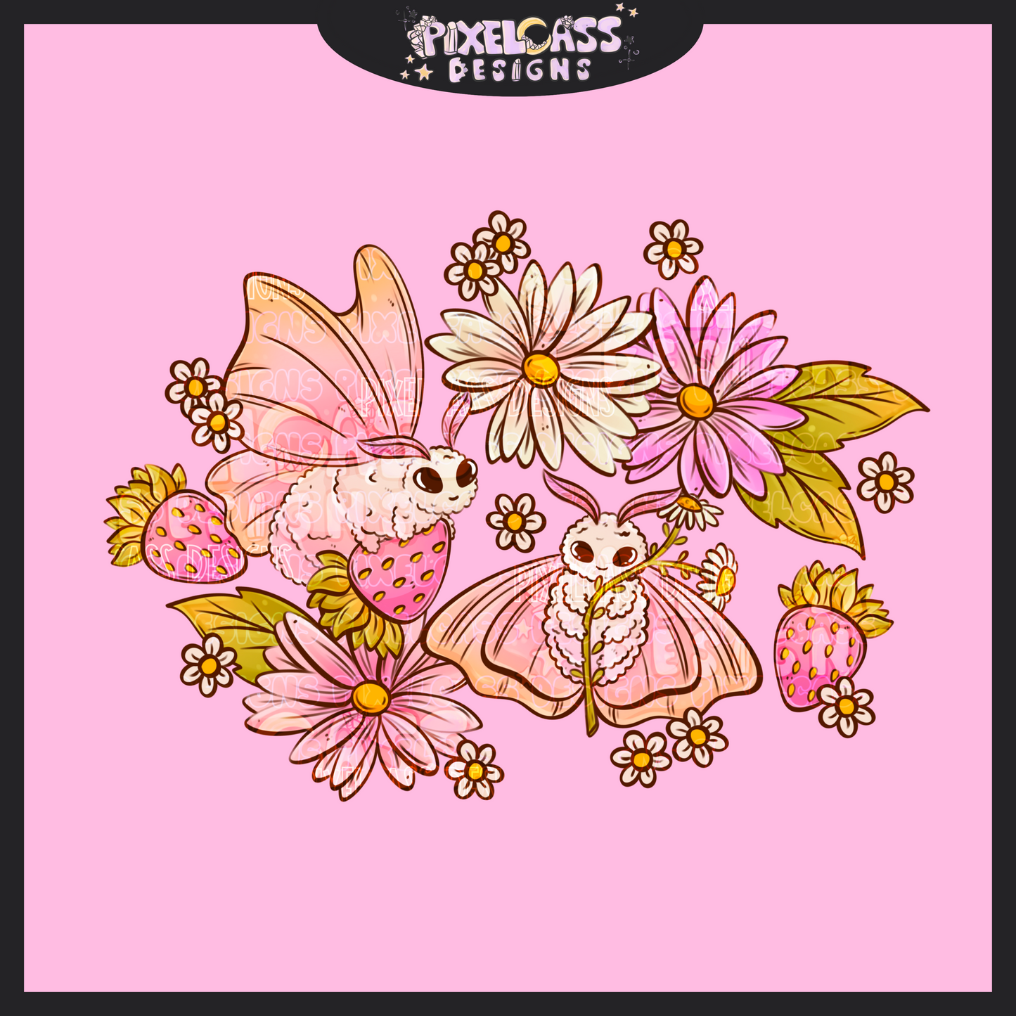 Strawberry Moths PNG SUBLIMATION