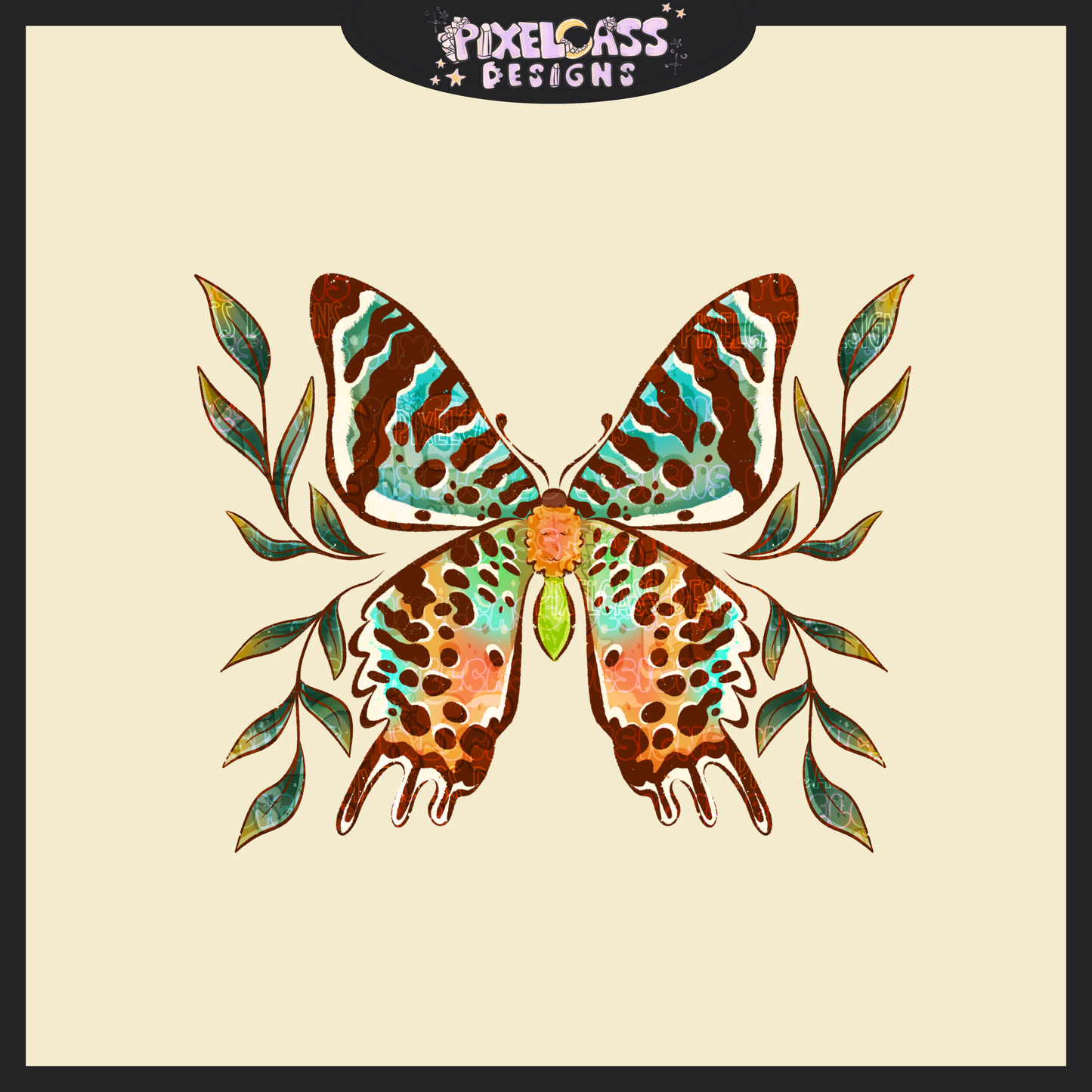 Floral Sunset Moths PNG SUBLIMATION