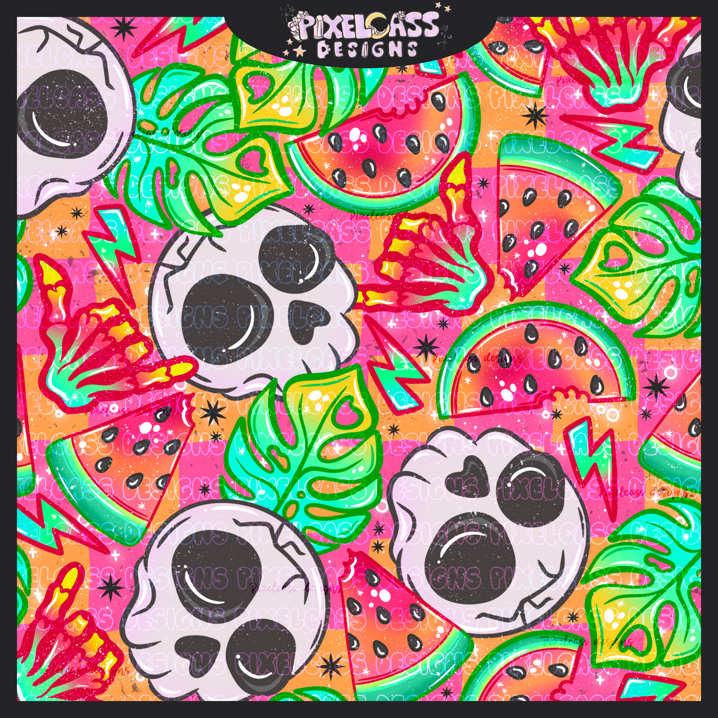 Neon Watermelon Skulls