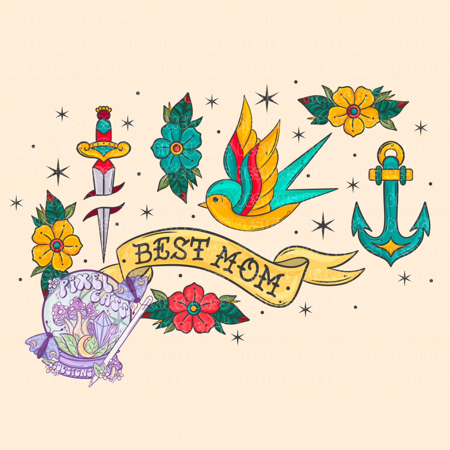 Best Mom Tattoo PNG SUBLIMATION