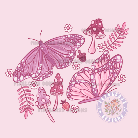 Cottage Butterflies PNG SUBLIMATION