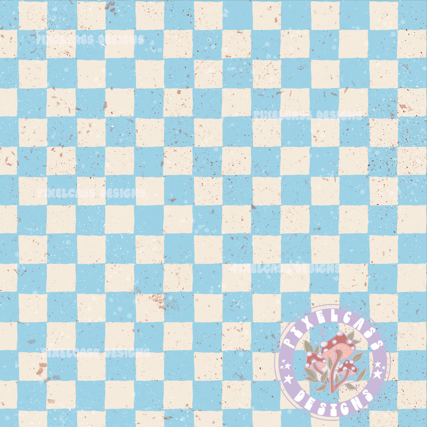 Distressed Blue Checks