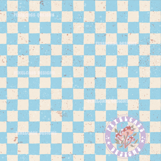 Distressed Blue Checks