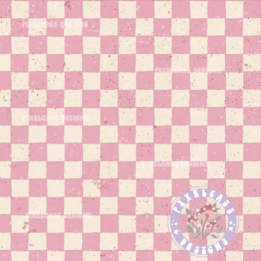 Distressed Pink Checks