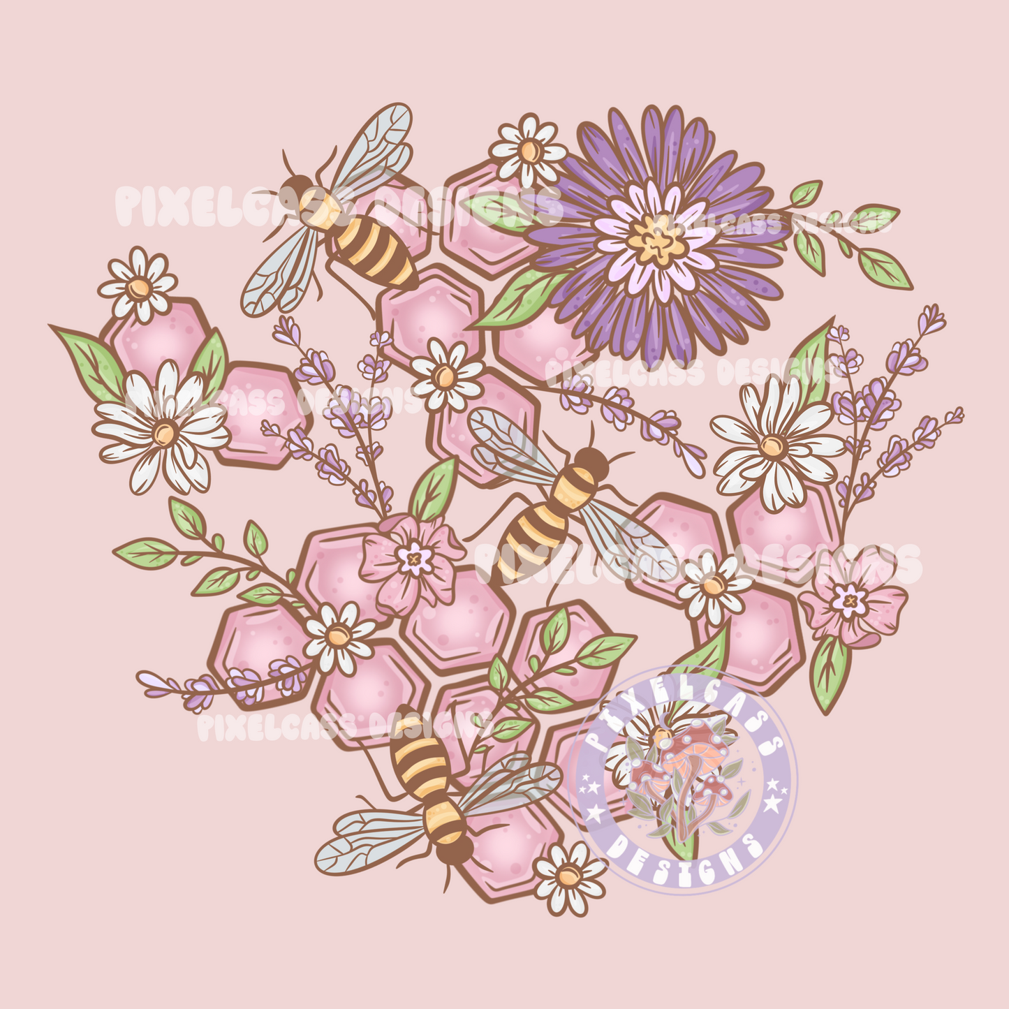 Floral Honeycombs PNG SUBLIMATION