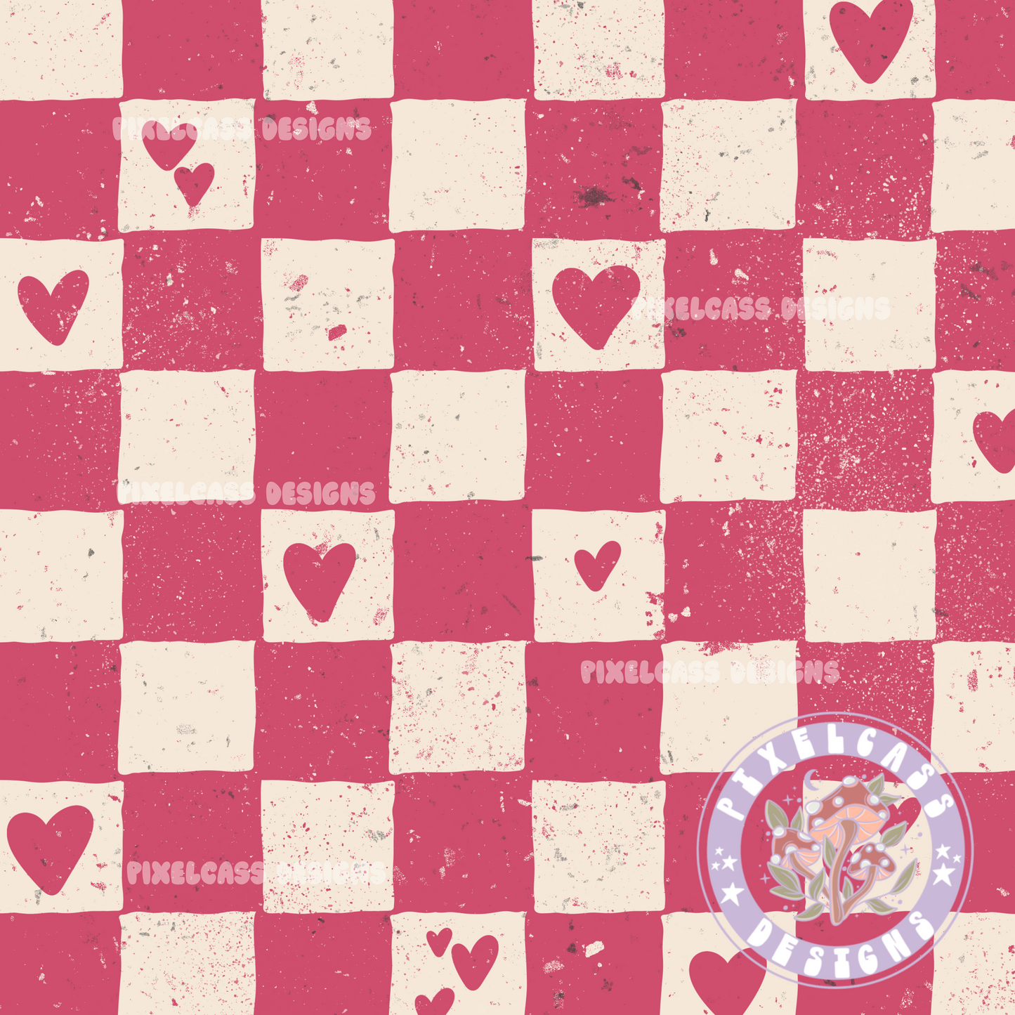 Dark Pink Heart Checks