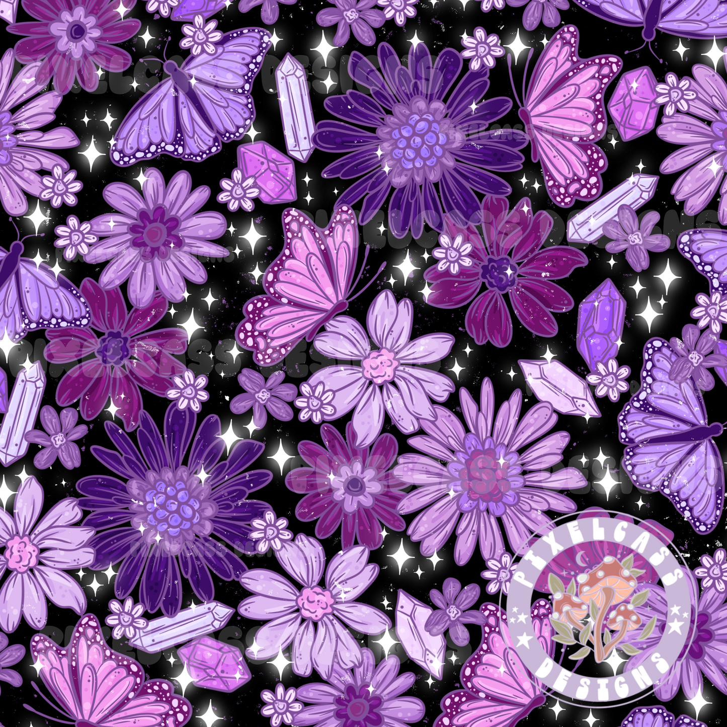 Purple Floral Butterflies