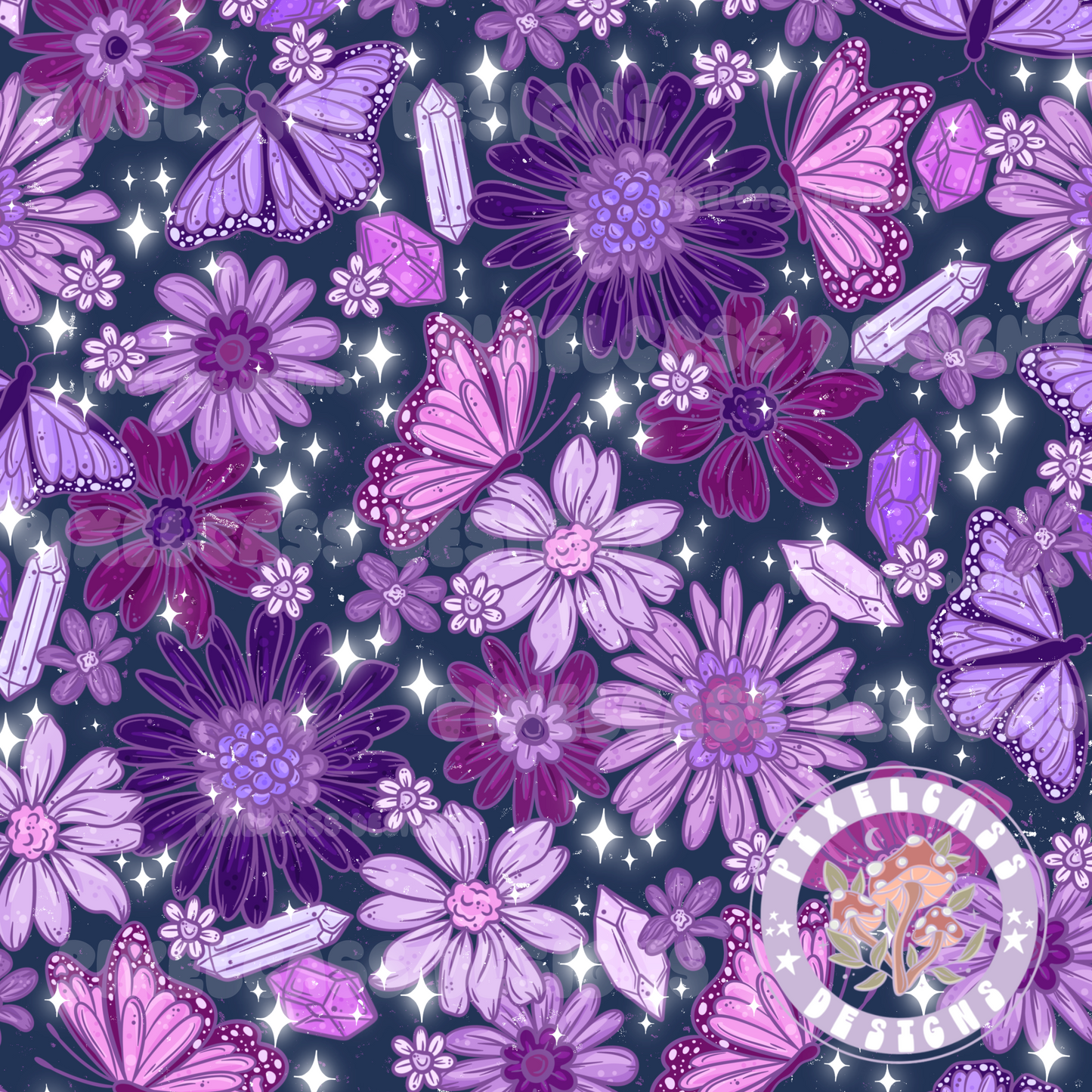 Purple Floral Butterflies