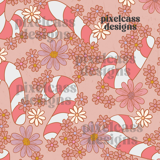 Retro Candy Cane Floral