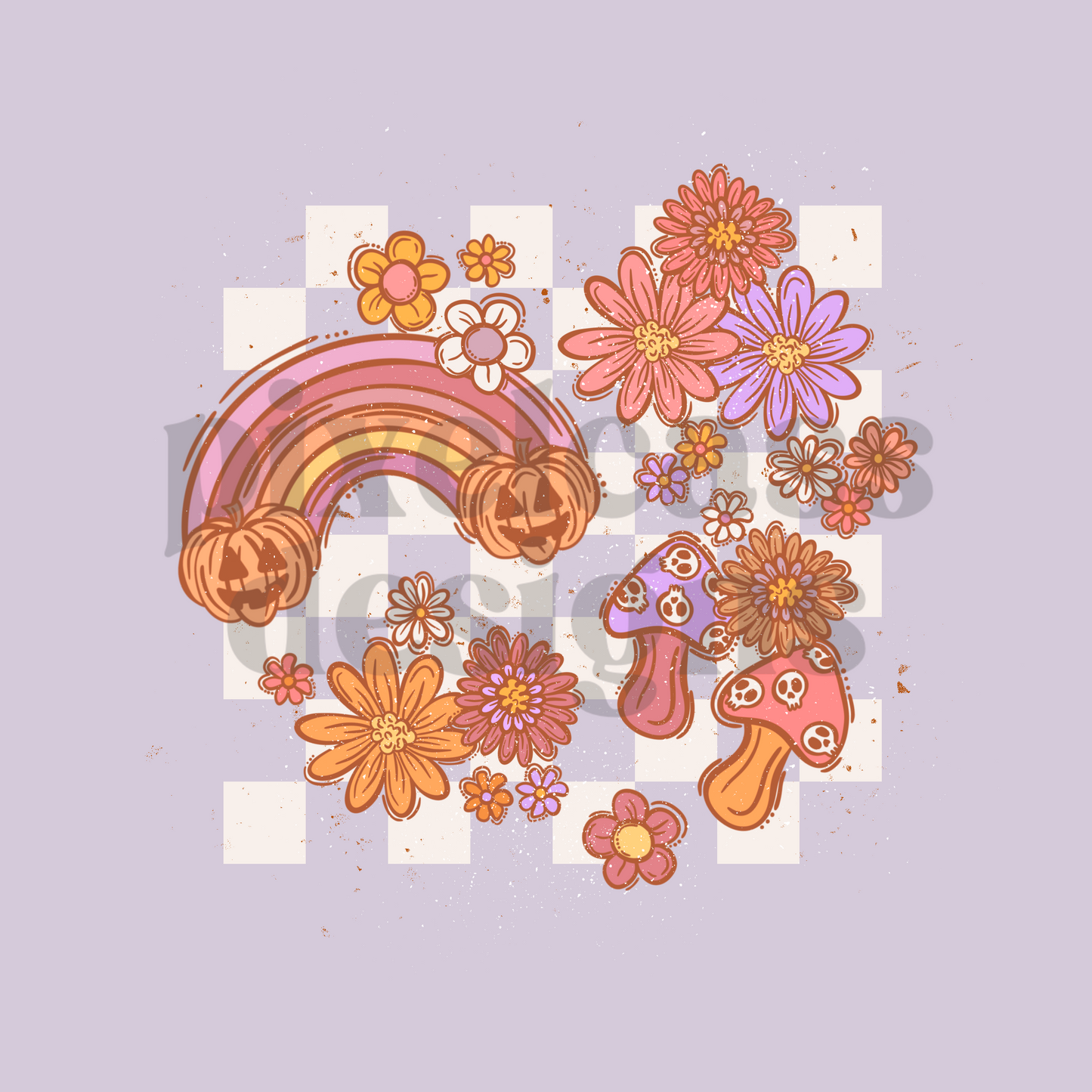 Retro Spooky Floral PNG SUBLIMATION