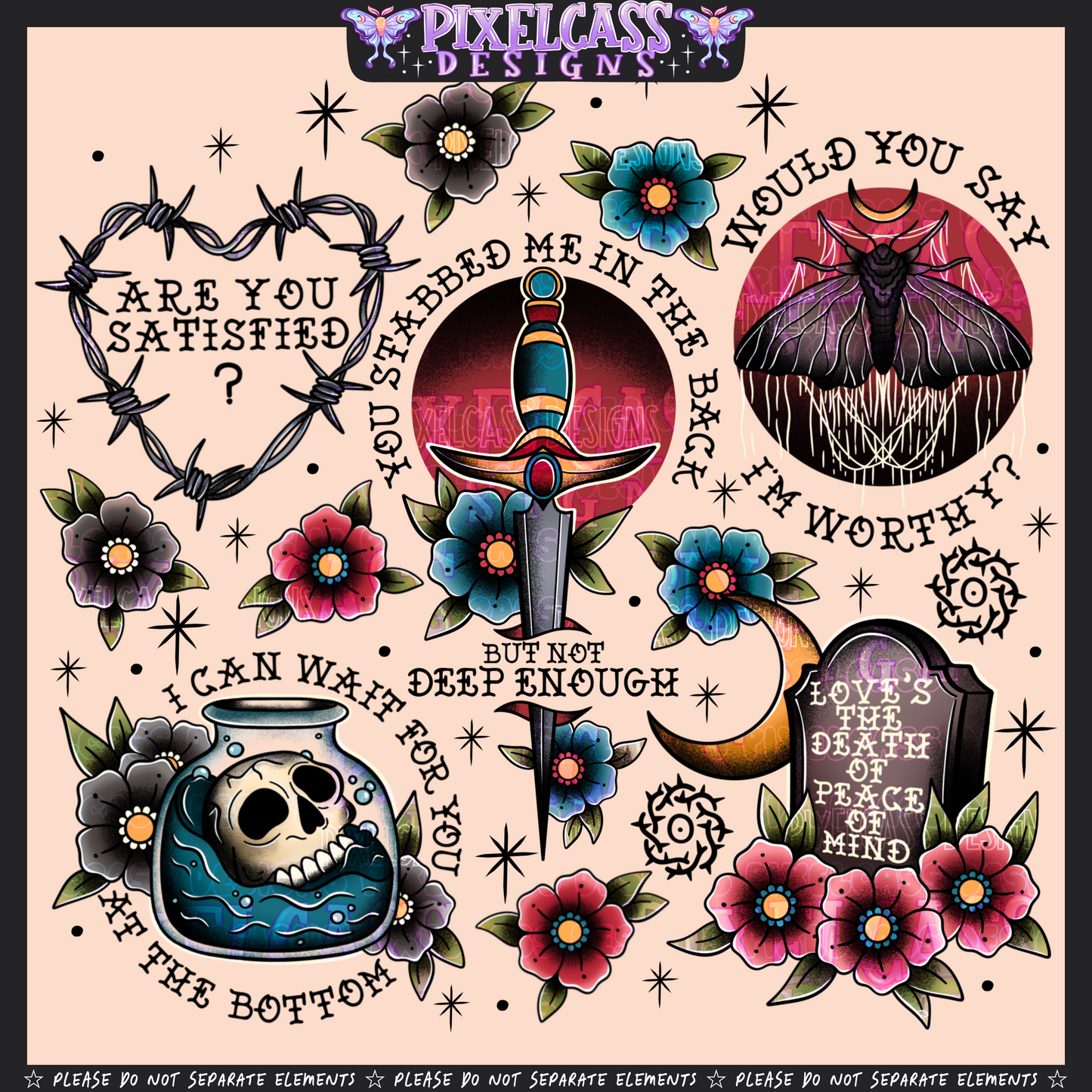 Bad Omens Tattoo Flash PNG SUBLIMATION
