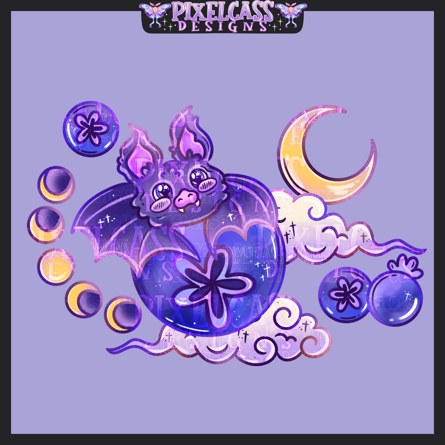 Batty Bluerberries PNG SUBLIMATION