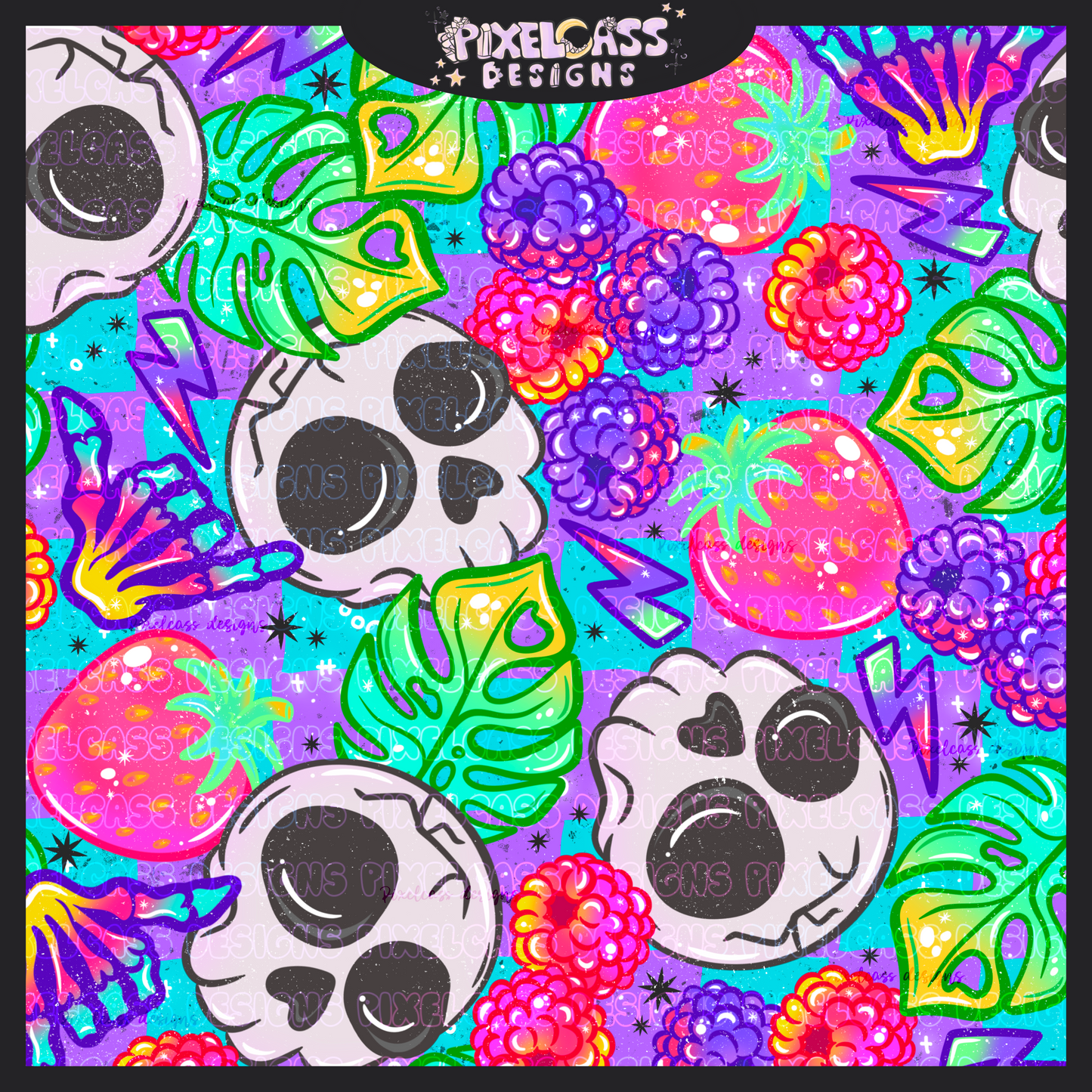 Neon Berry Skulls