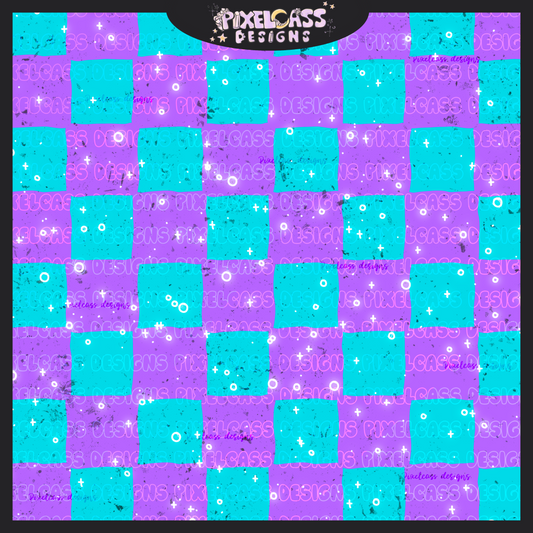 Neon Blue & Purple Checkerboard
