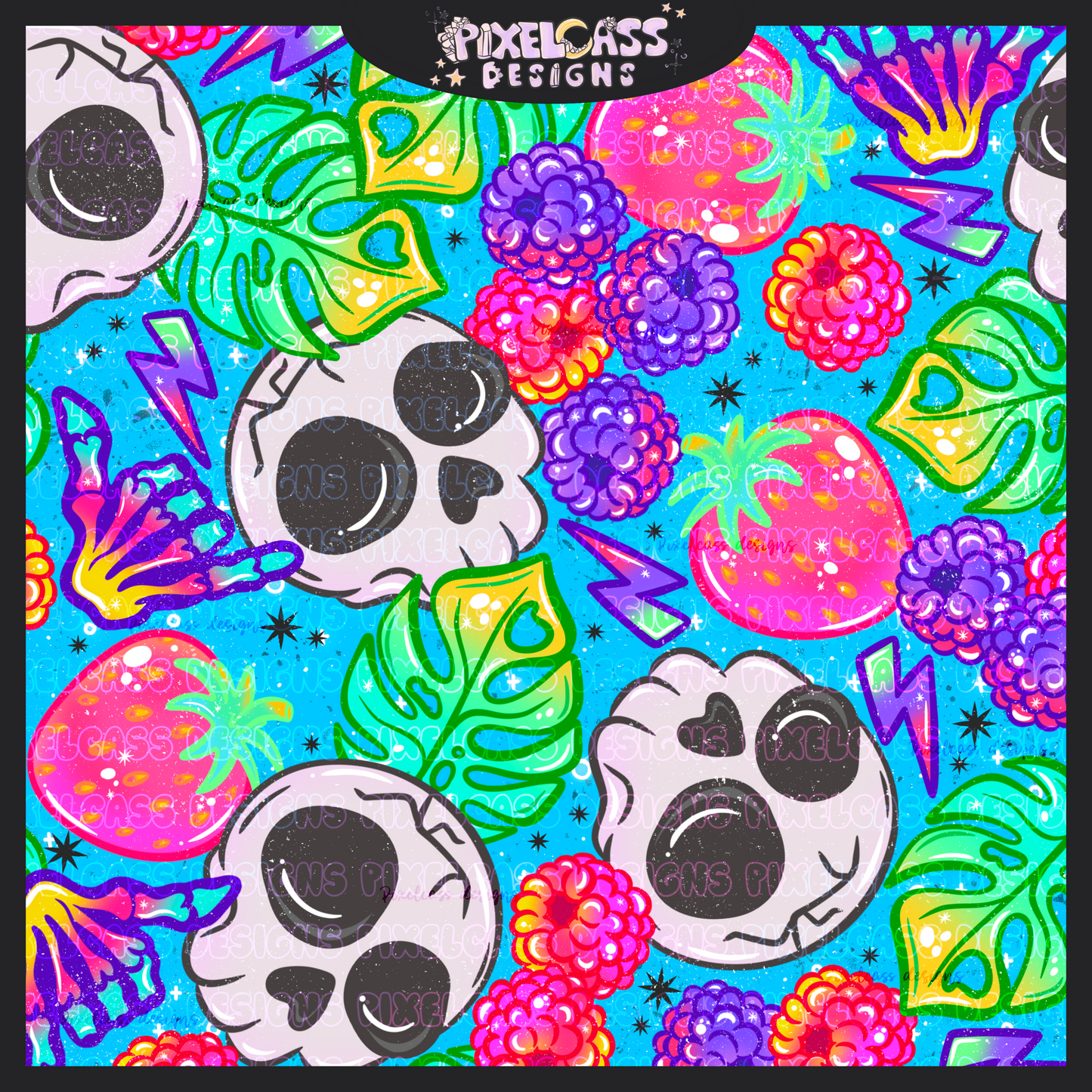 Neon Berry Skulls