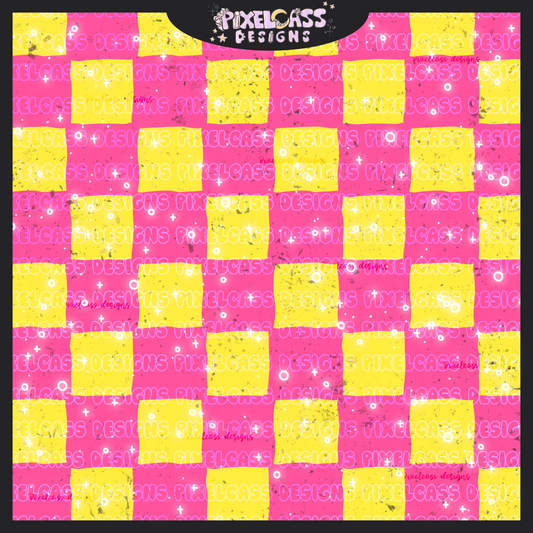 Neon Yellow & Pink Checkerboard
