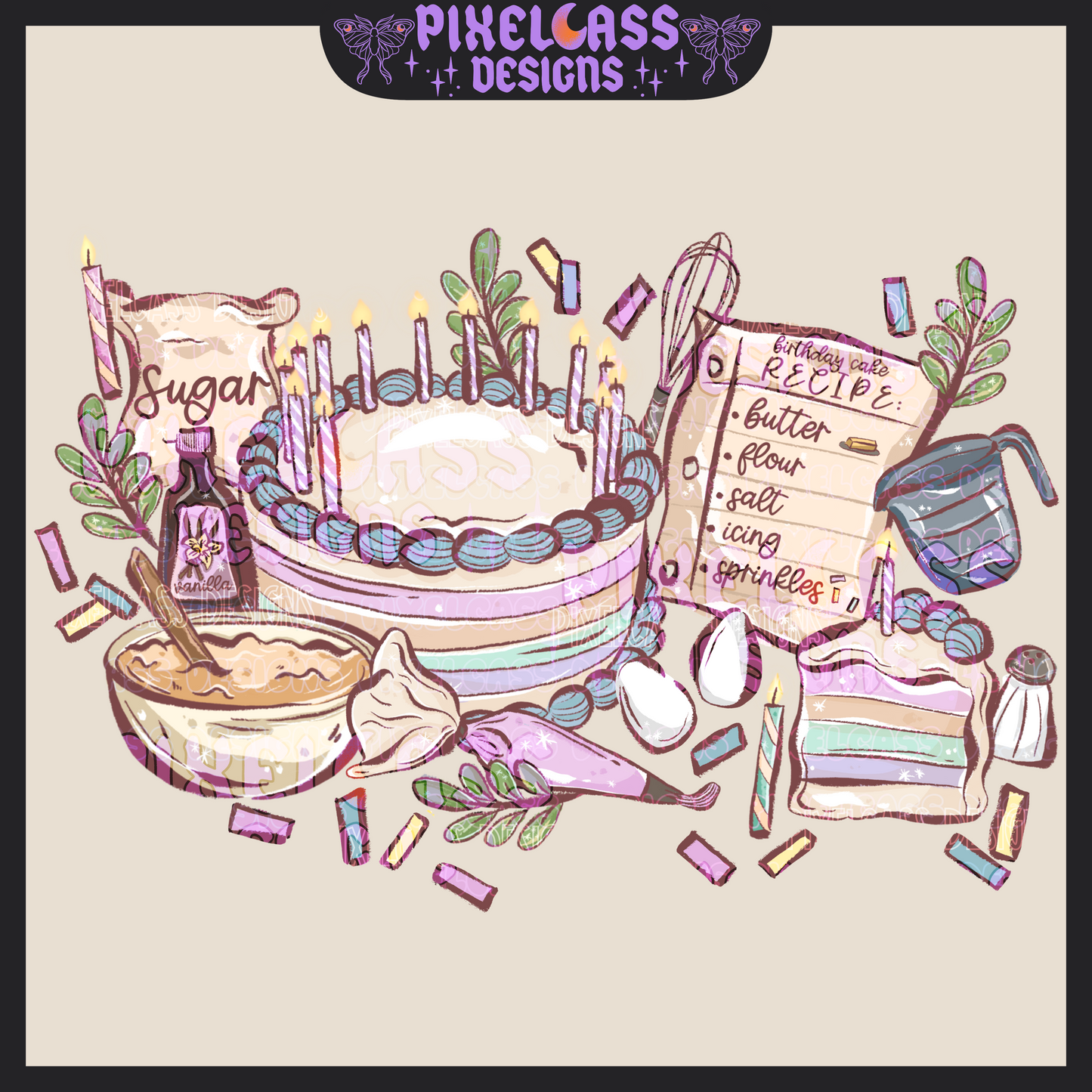 Birthday Cake Recipe PNG SUBLIMATION