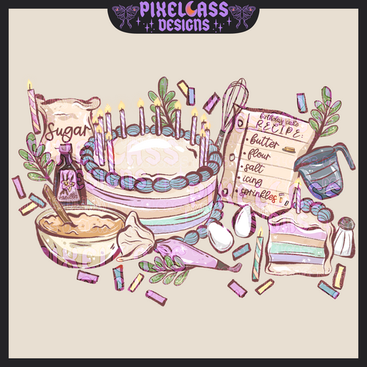 Birthday Cake Recipe PNG SUBLIMATION