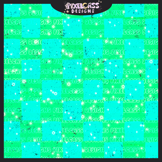 Neon Blue & Green Checkerboard