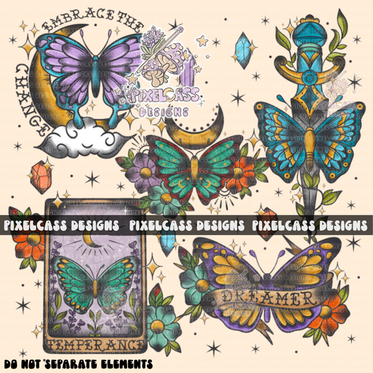 Butterfly Tattoo Flash PNG SUBLIMATION