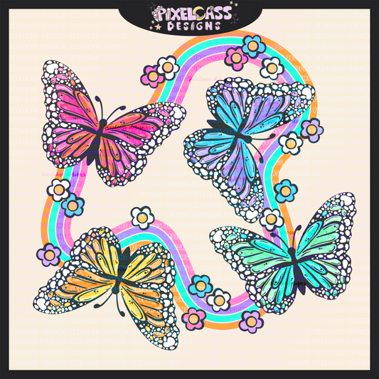 Colorful Monarchs PNG SUBLIMATION
