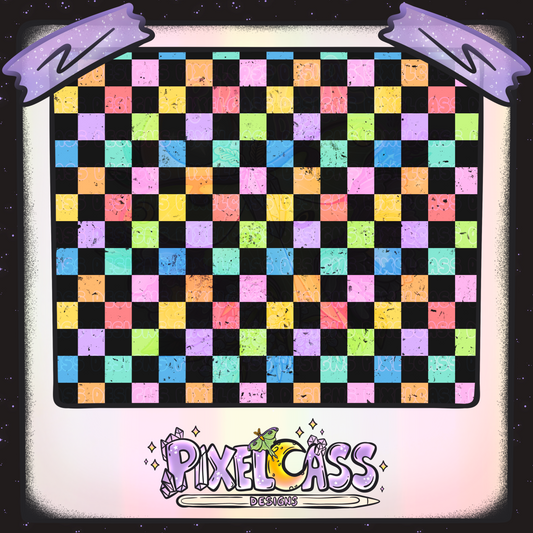 Distressed Black & Rainbow Checks