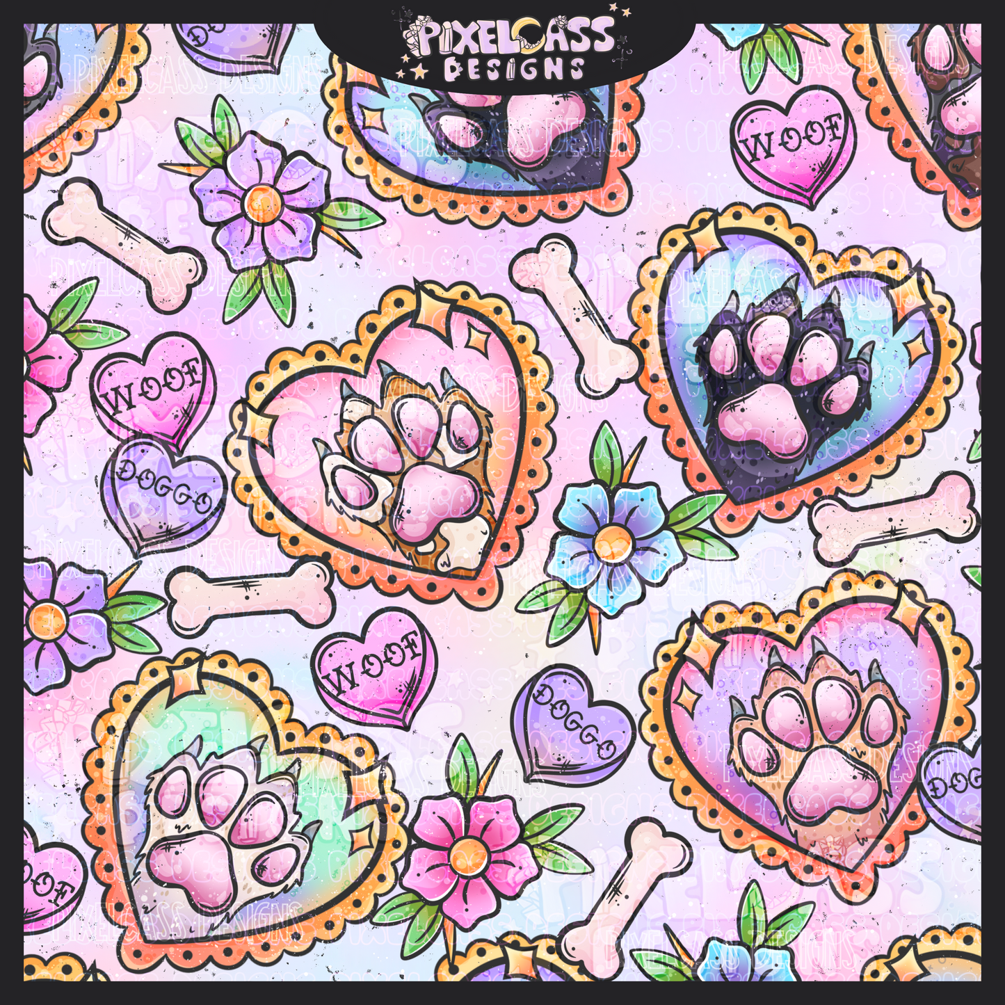 Doggo Beans Tattoo Hearts