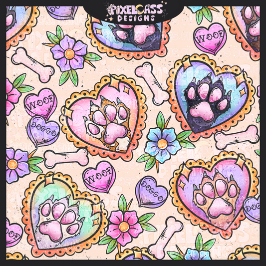 Doggo Beans Tattoo Hearts