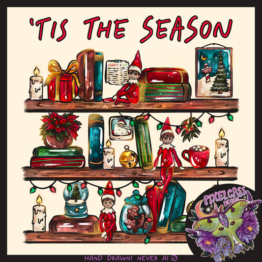 Elf On A Bookshelf PNG SUBLIMATION