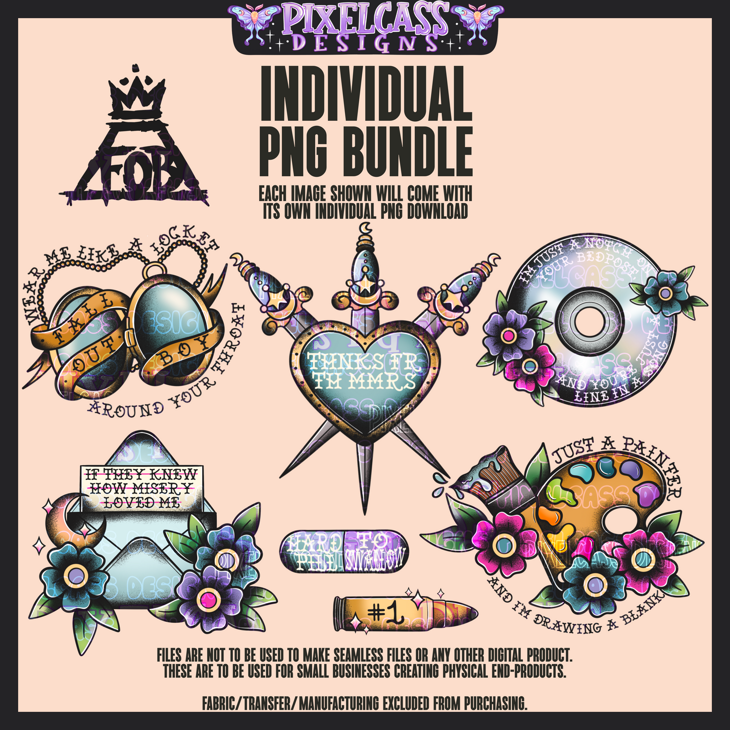 Fall Out Boy Tattoo Flash PNG SUBLIMATION