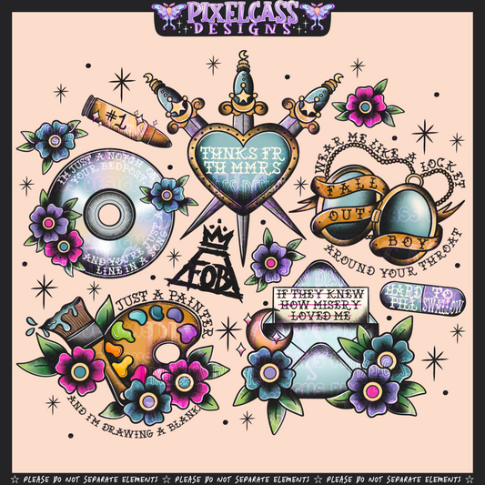 Fall Out Boy Tattoo Flash PNG SUBLIMATION