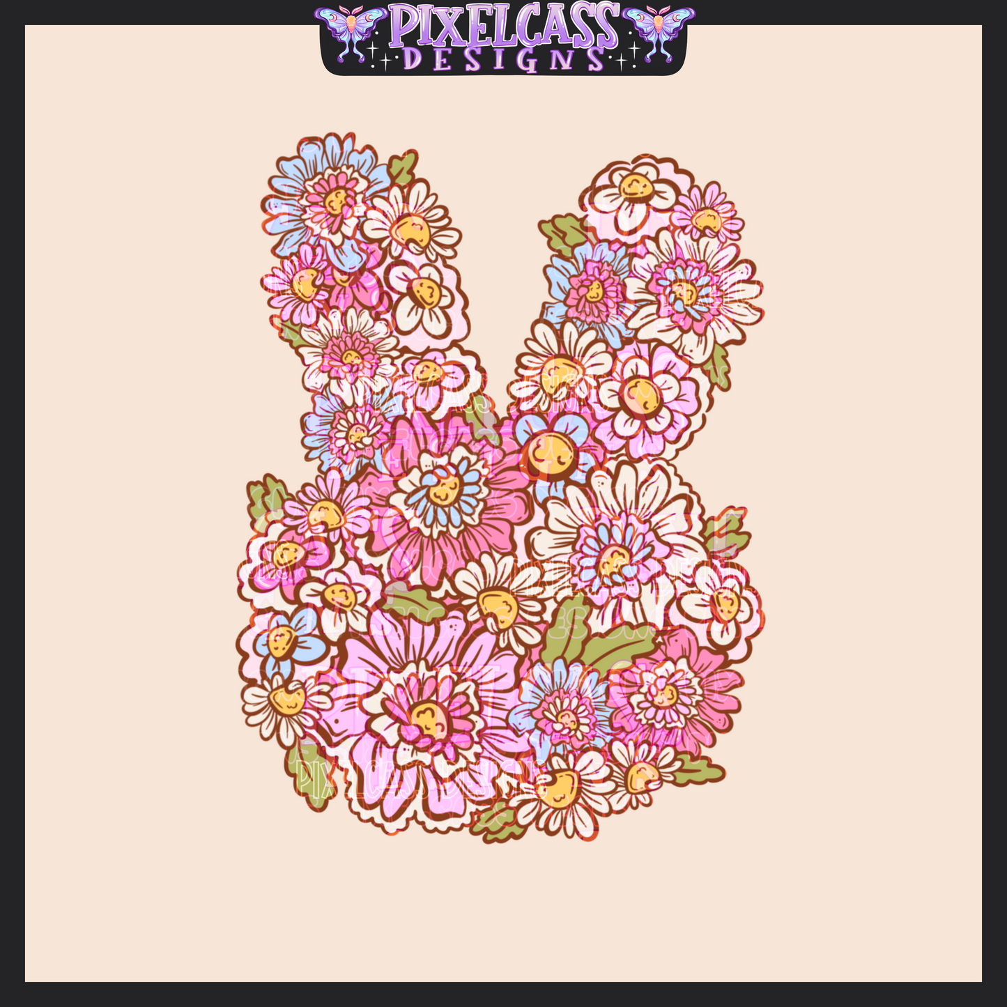 Floral Easter Bunny PNG SUBLIMATION